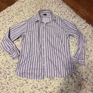 Micheal Kors XL Mens Dress Shirt White Purple